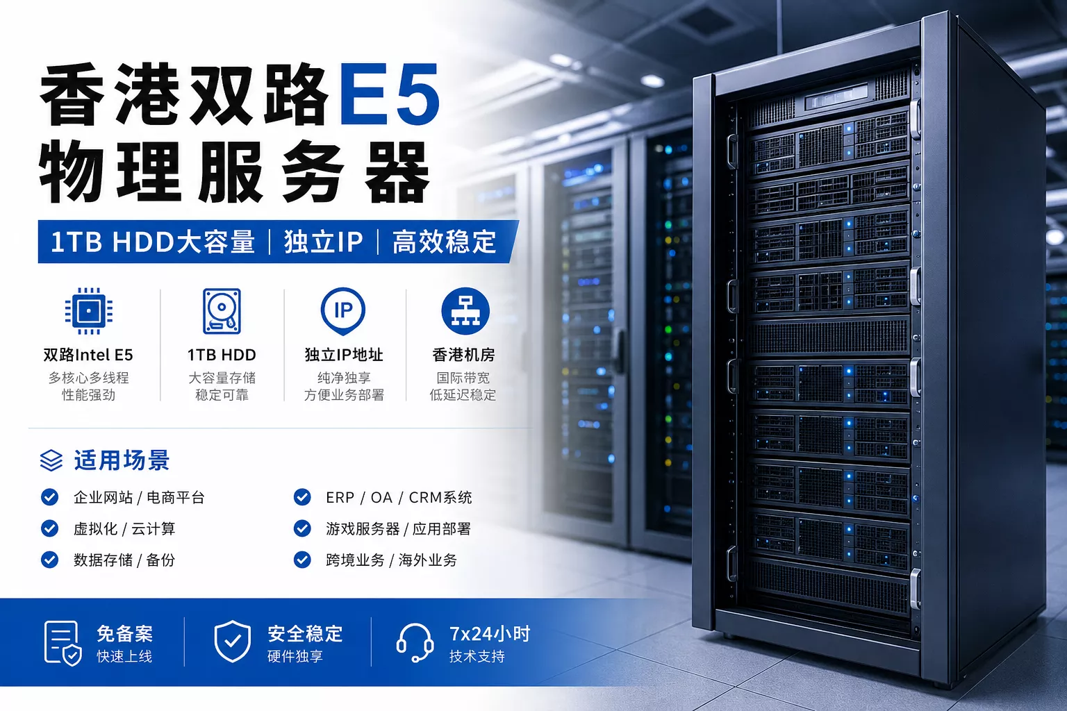 香港双路E5物理服务器租用：1TB HDD独立IP配置说明