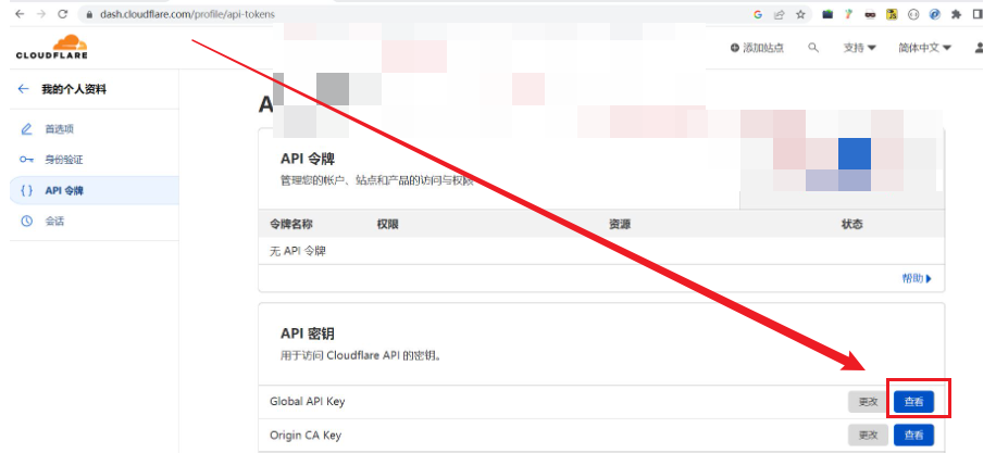 CF（Cloudflare）获取APIKEY值